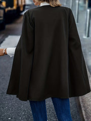 Solid Cape Blazer Open Front Split Sleeve Outerwear