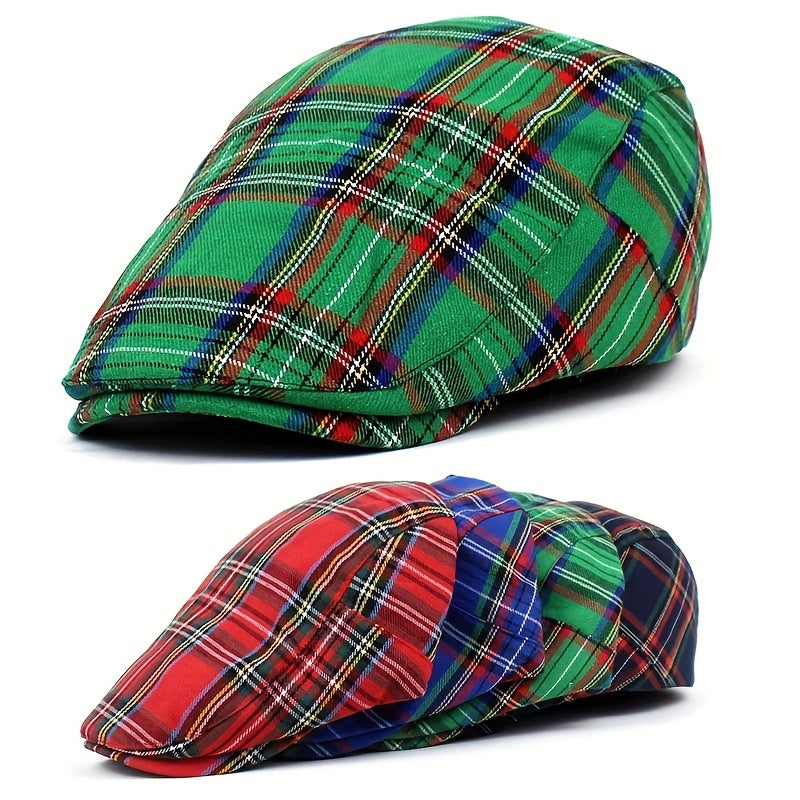 British Plaid Beret Hat Men's Fashionable Peaked Cap