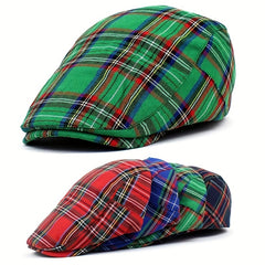British Plaid Beret Hat Men's Fashionable Peaked Cap