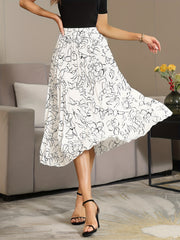 Floral Print Pleated Skirt Elastic Waist Skirt Spring & Summer