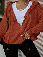 Casual Cardigan Women's Plus Solid Drawstring Zip Up Hoodie