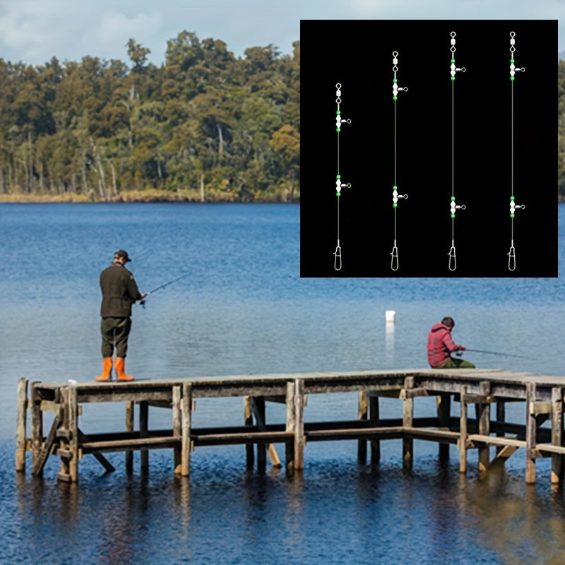 2pcs Nylon Line Luminous Beads Swivels Fishing Tackle