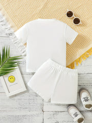 Toddler Smile Print Tee Top Shorts Set