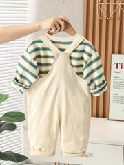 Crocodile Decor Boy's 2pcs Overalls & Sweatshirt Set