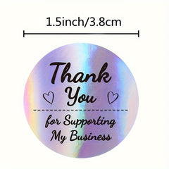 500pcs 3.81cm Laser Sticker Thank You Round PVC Sealing Sticker