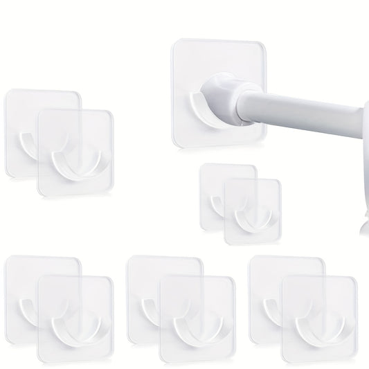 10pcs Adhesive Shower Rod Holders No Drilling