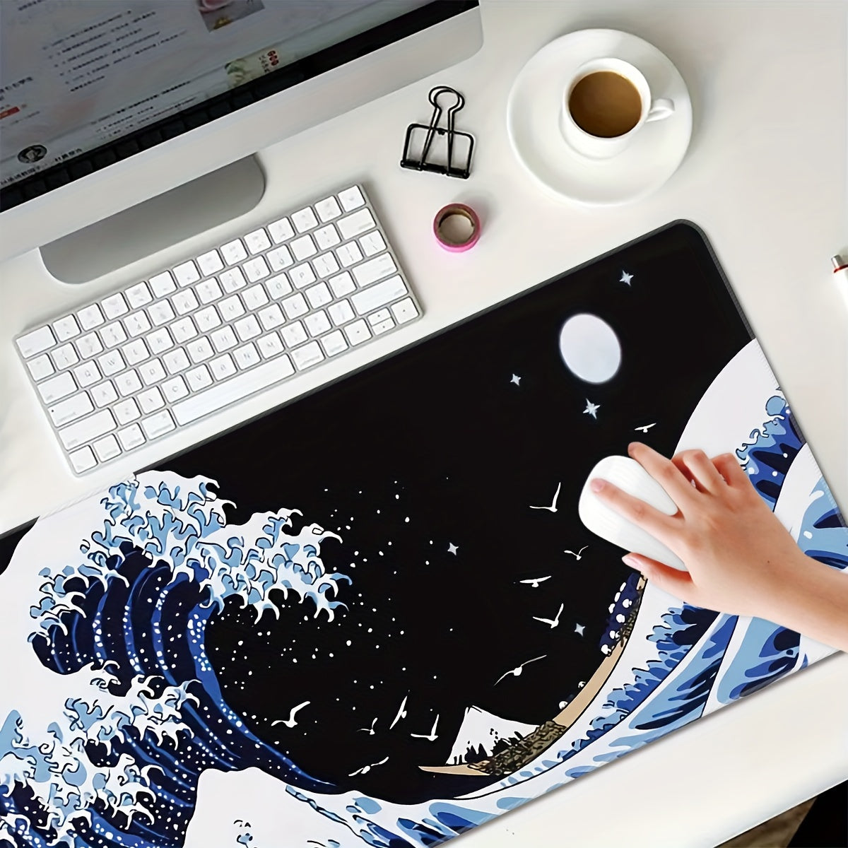 Sea Wave Large Gaming e-Sports Mouse Pad Desktop Mat Non-slip Washable Rubber