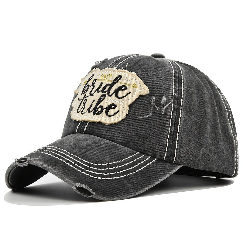 Letter Embroidery Patch Baseball Distressed Washed Vintage Sports Hat