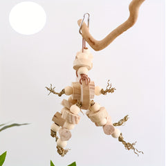 Wooden Block Bird Chewing Toy for Parrots, Medium/Large Birds, Cage Hanging Toy
