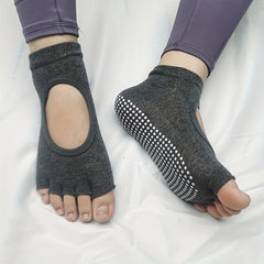 Non Slip Silicone Grip Ankle Socks Open Toe Pilates Yoga Fitness Dance