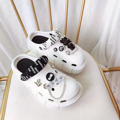 13pcs Violent Bear Silver Chain Flower Buckle Shoelaces Set