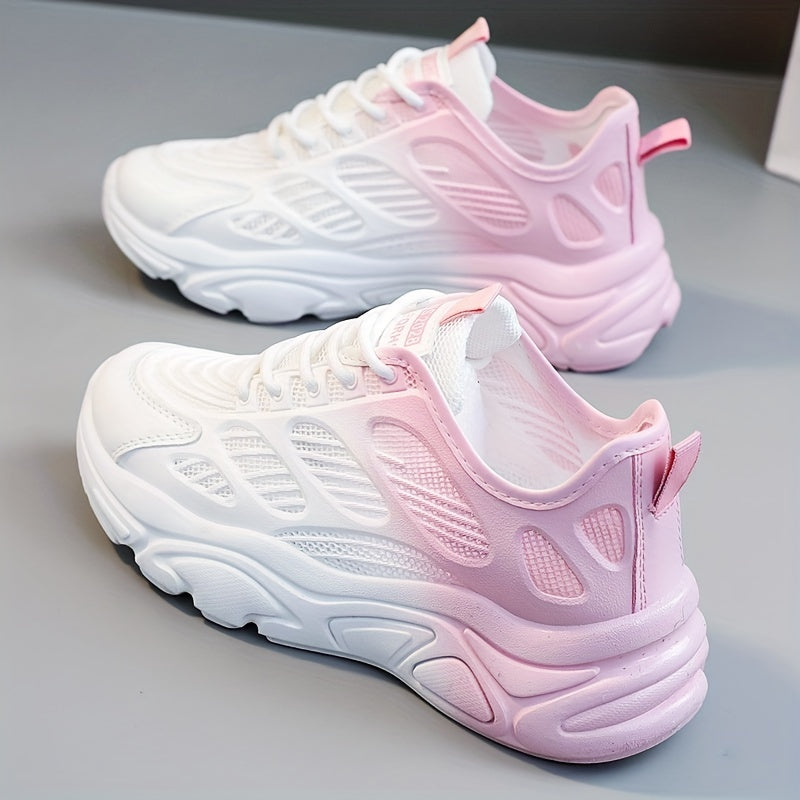 Women's Mesh Sneakers Lace Up Platform Shoes Comfortable