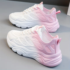 Women's Mesh Sneakers Lace Up Platform Shoes Comfortable
