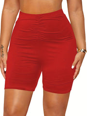 Ribbed High Rise Stretchy Skinny Shorts