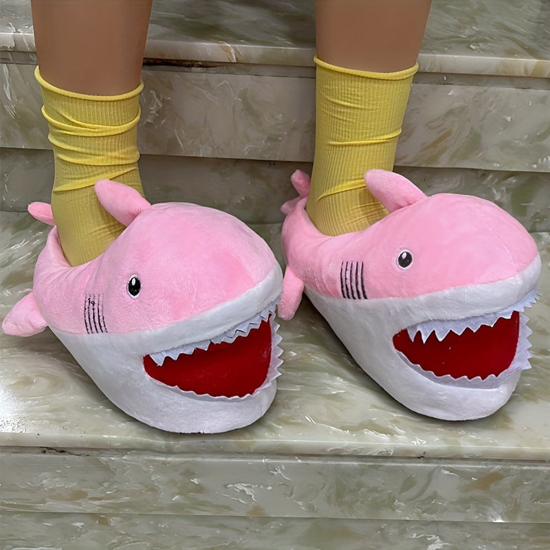 Girls Cartoon Shark Slip On House Shoes - Soft Non Slip Comfortable Indoor Shoes