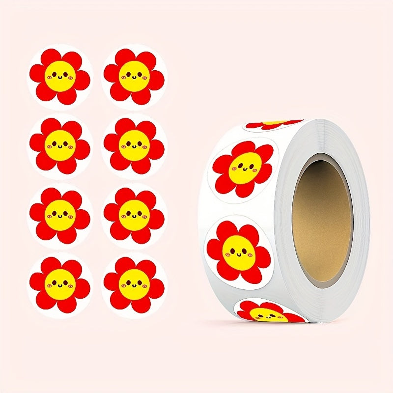 500pcs Little Red Flower Sticker Roll Self Adhesive 2 1 0inch