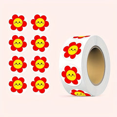 500pcs Little Red Flower Sticker Roll Self Adhesive 2 1 0inch
