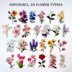 25 Blooming Flower Stickers Reusable Vinyl Stickers for Scrapbooks Cars Laptops
