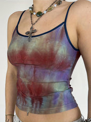 Y2K Tie Dye Crew Neck Cami Top Sleeveless Casual Summer Spring Women's Clothing