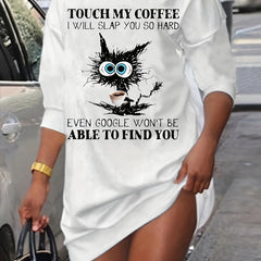 Women's Cute Cat Print Sweatshirt Dress