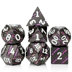 Metal Dice Set Purple Striped Board Game Set