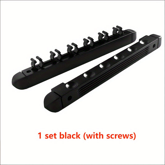 Wood Pool Cue Holder with Metal Clip for 6 Clubs