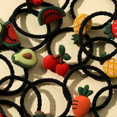 30pcs Girls Fruit Hair Tie Stretch Hair Rope Hair Ring Hair Accessories