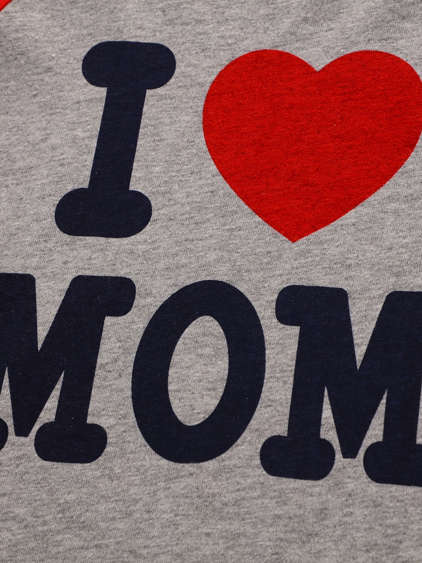 2pcs Girls Pajama Set Crew Neck Long Sleeve 'I LOVE MOM' Print Winter