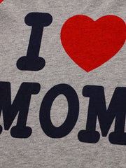 2pcs Girls Pajama Set Crew Neck Long Sleeve 'I LOVE MOM' Print Winter