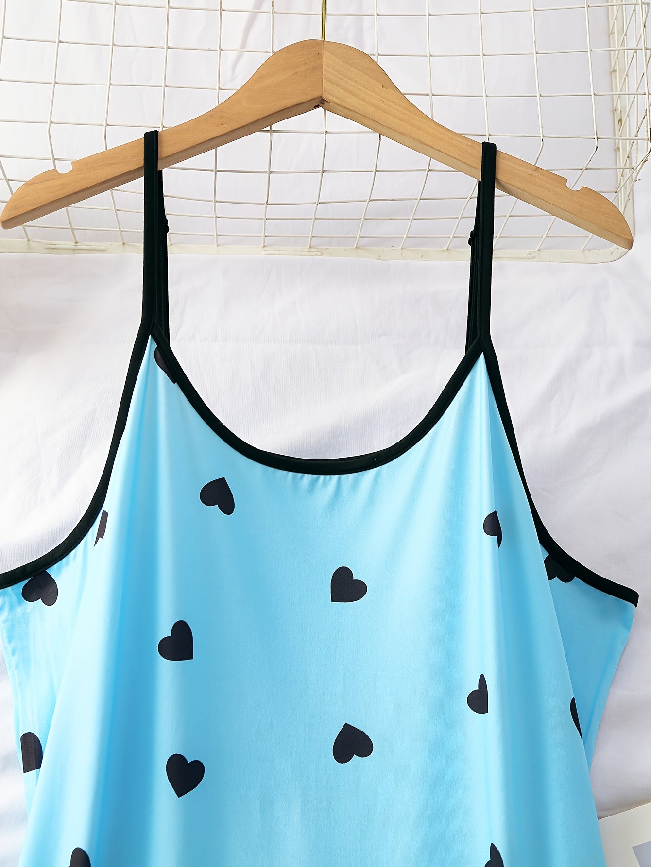 3 Piece Plus Size Heart Print Nightdress Set