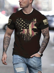 Patriotic Eagle & American Flag 3D Print Men's Graphic T shirt