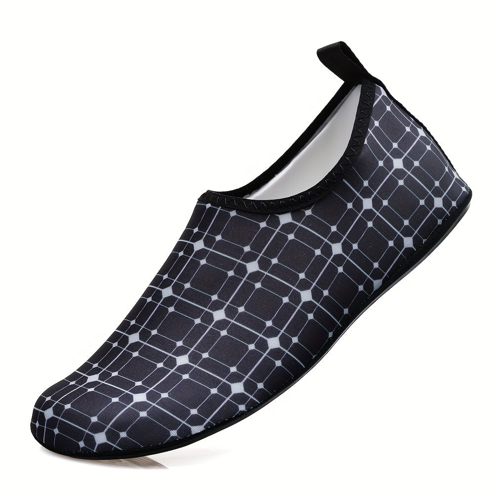 Women's Plaid Pattern Slip On Water Socks Quick Drying Shoes