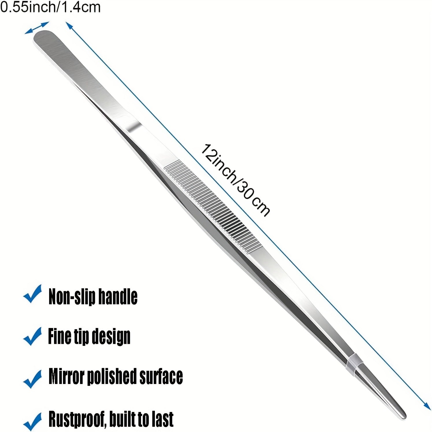 2PCS Stainless Steel Food Tongs Churrasco Tweezers Clip