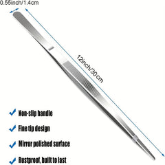 2PCS Stainless Steel Food Tongs Churrasco Tweezers Clip