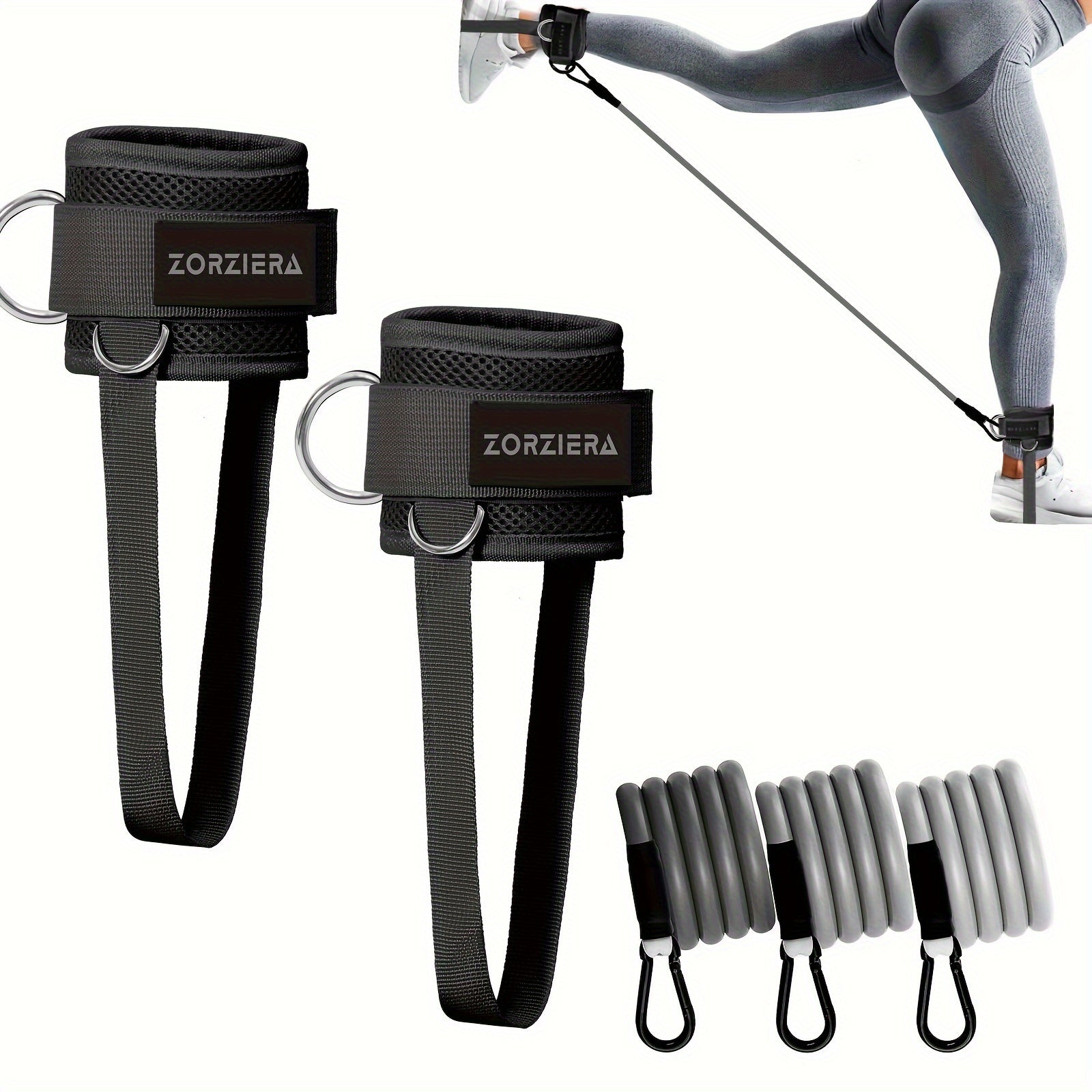 2pcs Fitness Ankle Strap with 3pcs Resistance Ropes