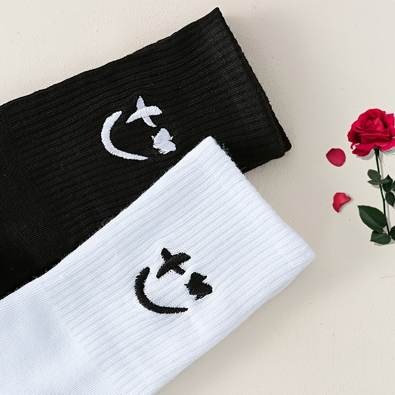 Smiling Face Pattern Mid Tube Socks Women's Stockings & Hosiery
