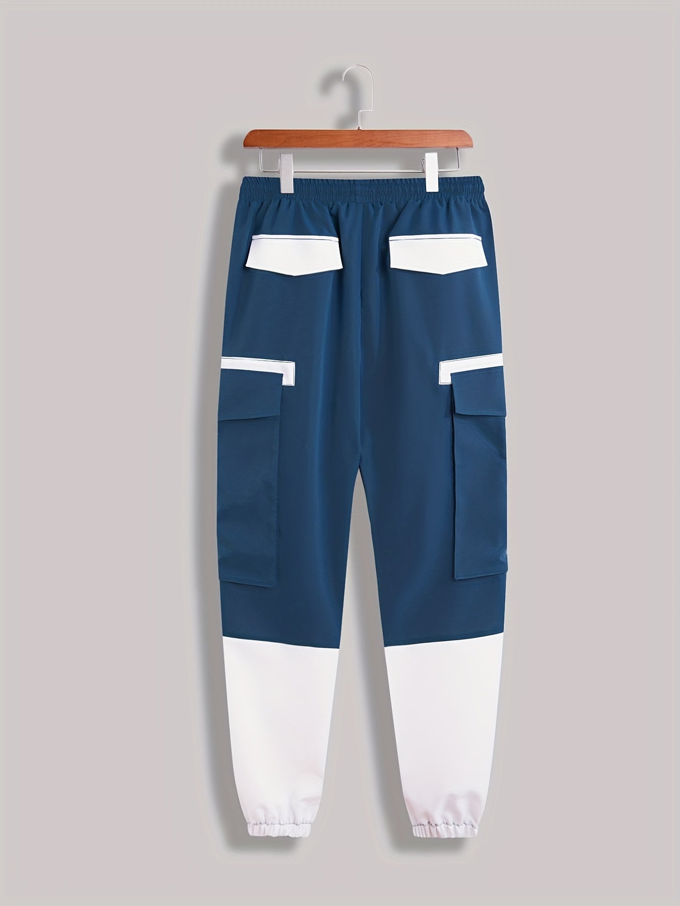 Block Cargo Pants Men's Casual Street Style Pocket Pants