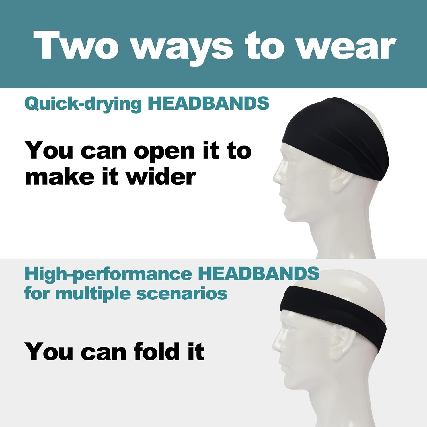 10pcs Breathable Sports Headbands for Men & Women Moisture Wicking Sweat Bands