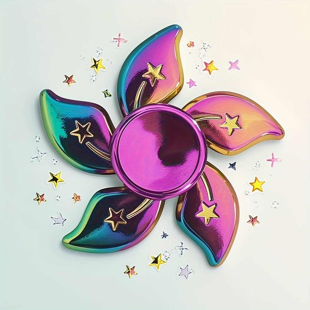 Metal Flower Fidget Spinner Purple & Pink Floral Smooth Rotating Toy