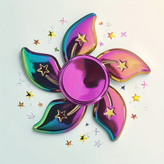 Metal Flower Fidget Spinner Purple & Pink Floral Smooth Rotating Toy