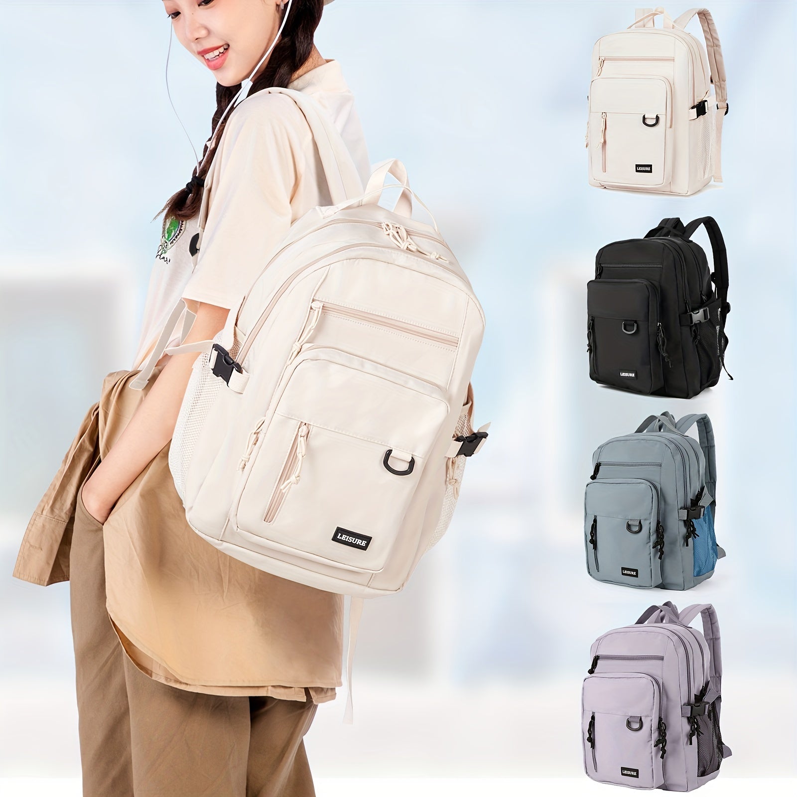Large Capacity Preppy Backpack for Students Teens Girls