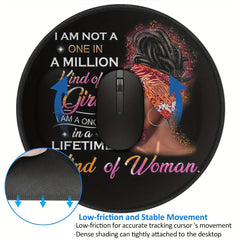 Girl Pattern Mouse Pad Round Mouse Mat Non Slip Rubber Base Mousepad