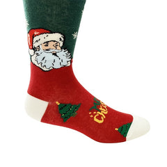 Men's Christmas Printed Cotton Socks - Santa Claus Pattern