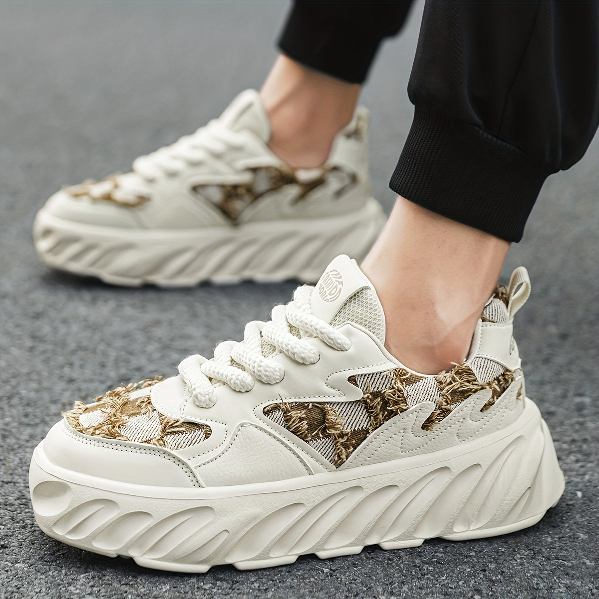 Men's Chunky Skate Shoes Non Slip Lace Up Casual Sneakers