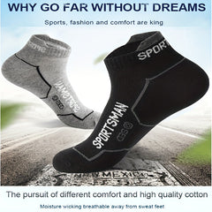 Athletic Cycling Running Ankle Crew Socks - 5 Pairs