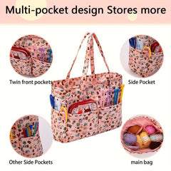 Printed Dustproof Knitted Tote Bag Yarn Storage Wool Organizer