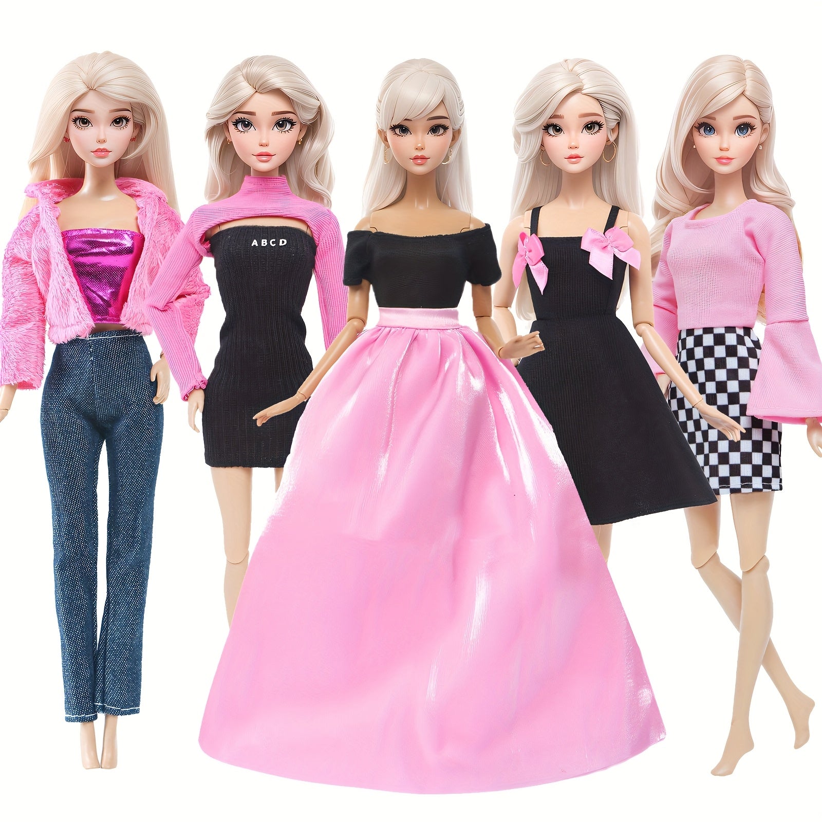 5pcs 11.5in Girl Doll Outfit Set Princess Dresses Skirts Casual Wear