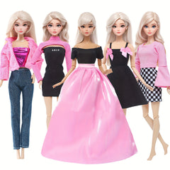5pcs 11.5in Girl Doll Outfit Set Princess Dresses Skirts Casual Wear