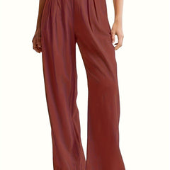 Women's Casual Wide Leg Trousers Elastic High Rise Loose Fit Pants