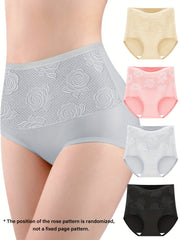 4pcs Floral Print Briefs Comfy & Breathable Intimates Panties